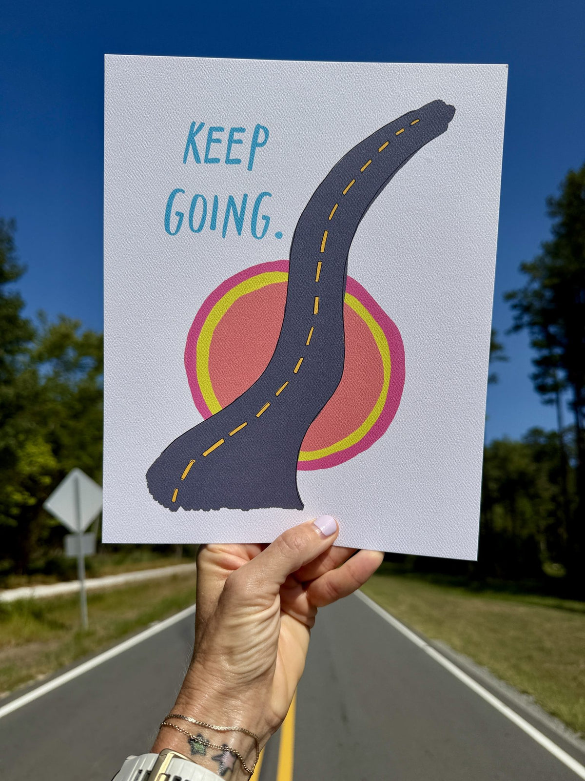 Keep Going Roads Print, close-up detail