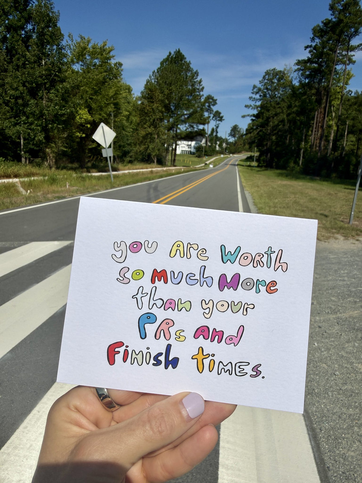 Worth More Than Finish Times Card styled at home