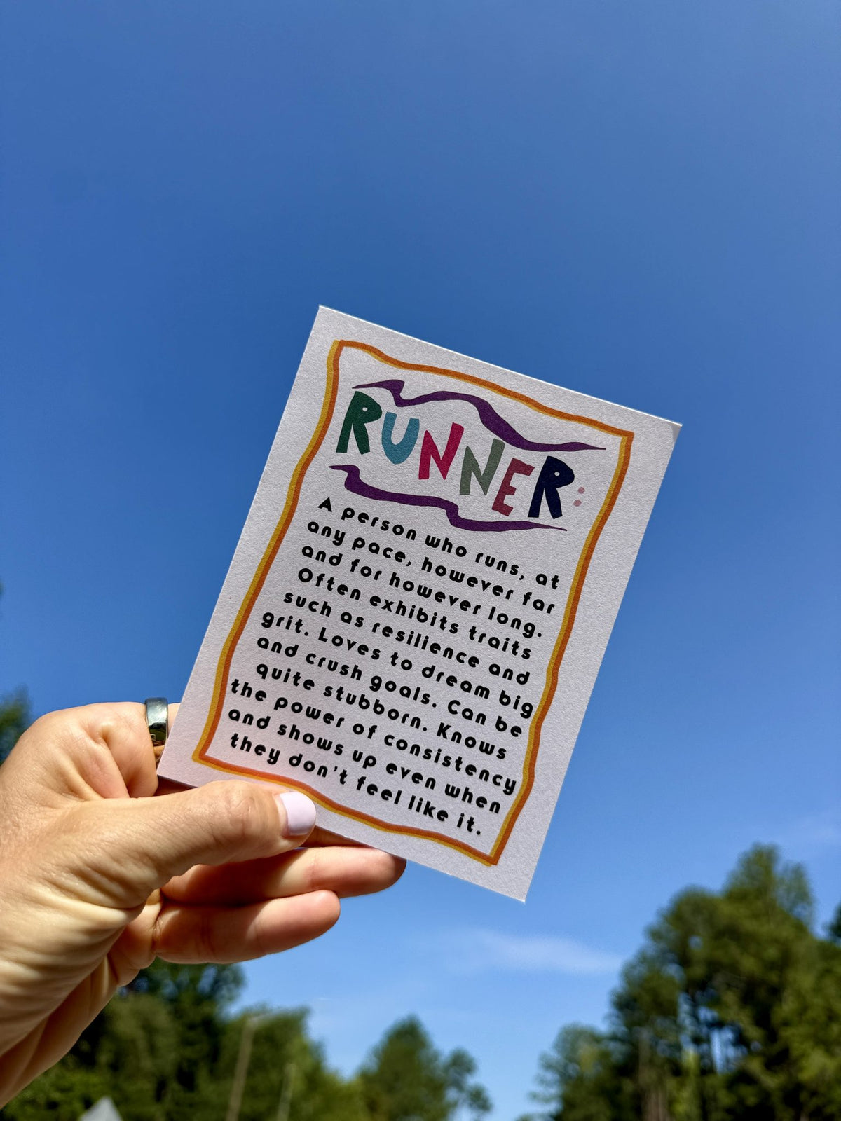 Definition of a Runner Card styled at home