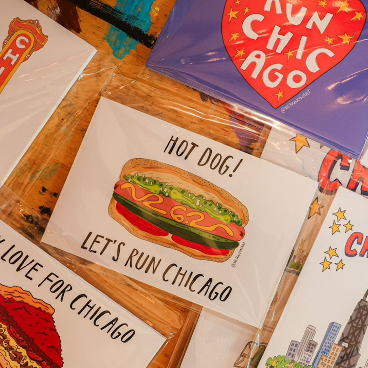Hot Dog! Let's Run Chicago Mini Print styled at home