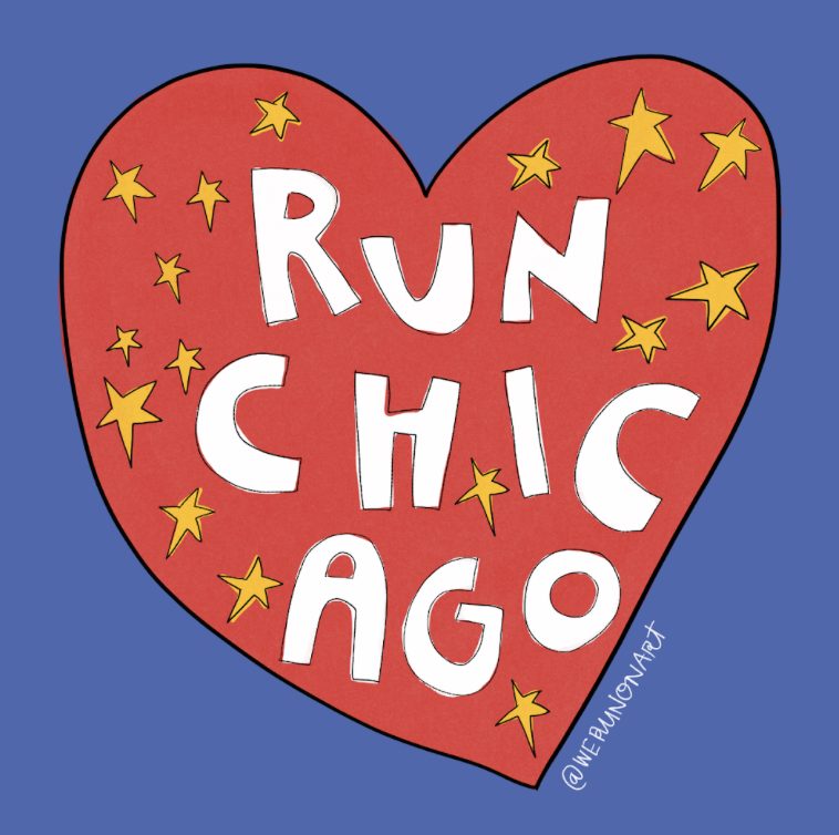Run Chicago Heart Mini Print