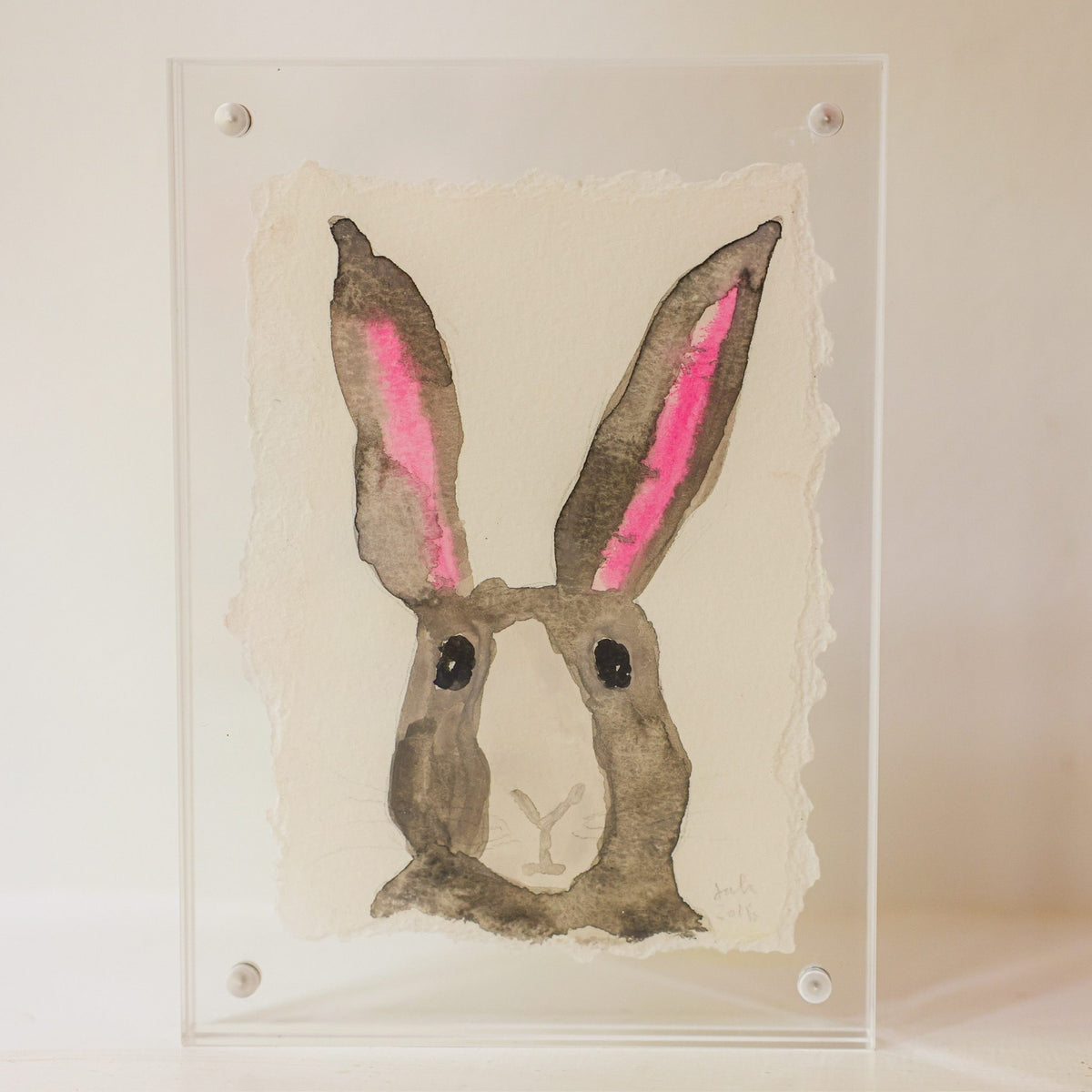 Rabbit 2 - Gray + Pink Pop original artwork