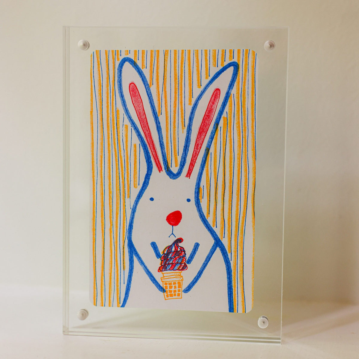 Rabbit 6 - Ice Cream Riso original artwork