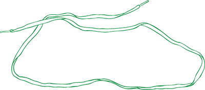 Line drawing of a winding road, in green