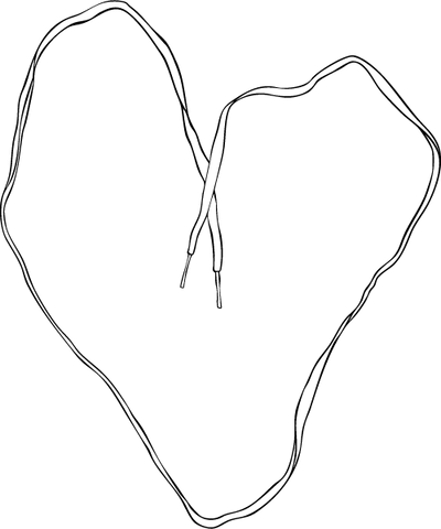 Line drawing of a heart, in black