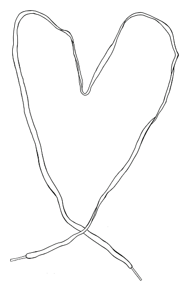 The We Run On Art brand mark, a hand-drawn shoelace heart