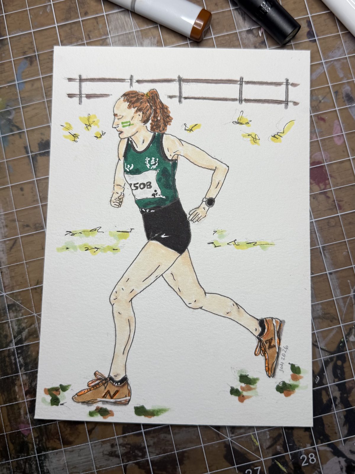 Illustrated Boston Marathon course map art print